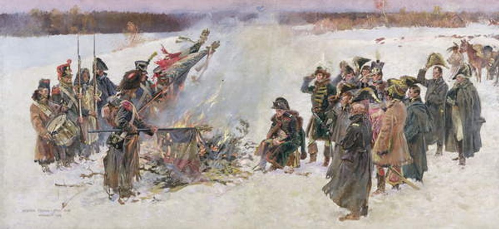 Detail of Burning of Standards in 1812, 1896, fragment of 'The Berezina Panorama', 1896 by Wojciech Kossak