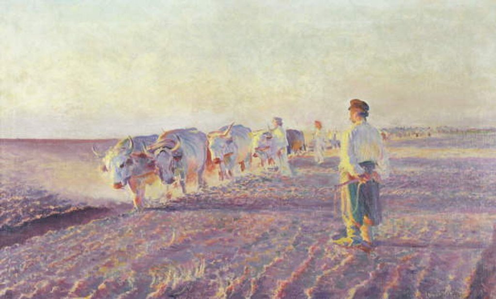 Detail of Ploughing in the Ukraine, 1892 by Leon Wyczolkowski