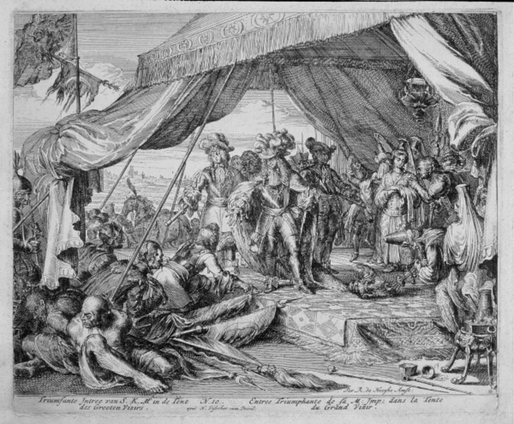 Detail of Vienna Print Cycle, Entry of Emperor Leopold into the Tent of the Grand Vizier, 1683 by Romeyn de Hooghe