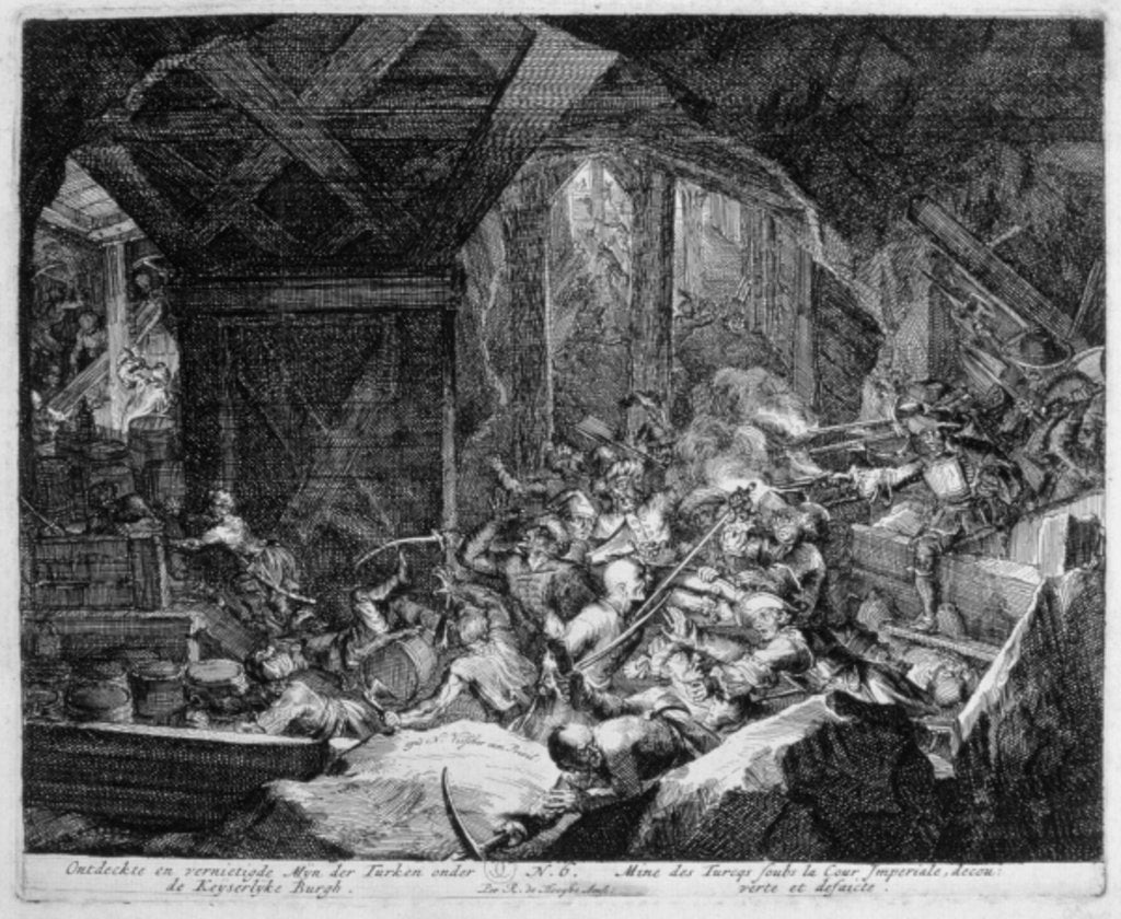 Detail of Vienna Print Cycle, Discovery and destruction of a Turkish mine under the Imperial Palace, 1683 by Romeyn de Hooghe