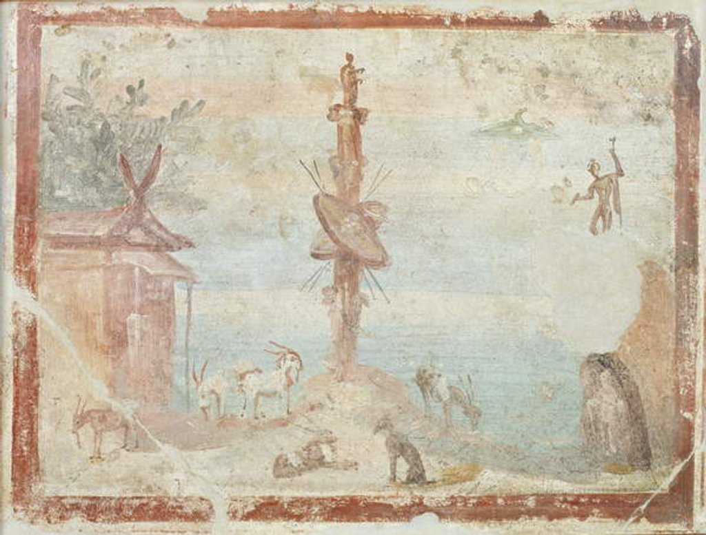 Detail of Idyllic Landscape, Pompeii by Roman Roman