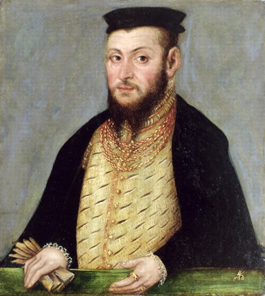 Detail of Zygmunt II August King of Poland, c.1553-56 by Lucas the Younger (studio of) Cranach