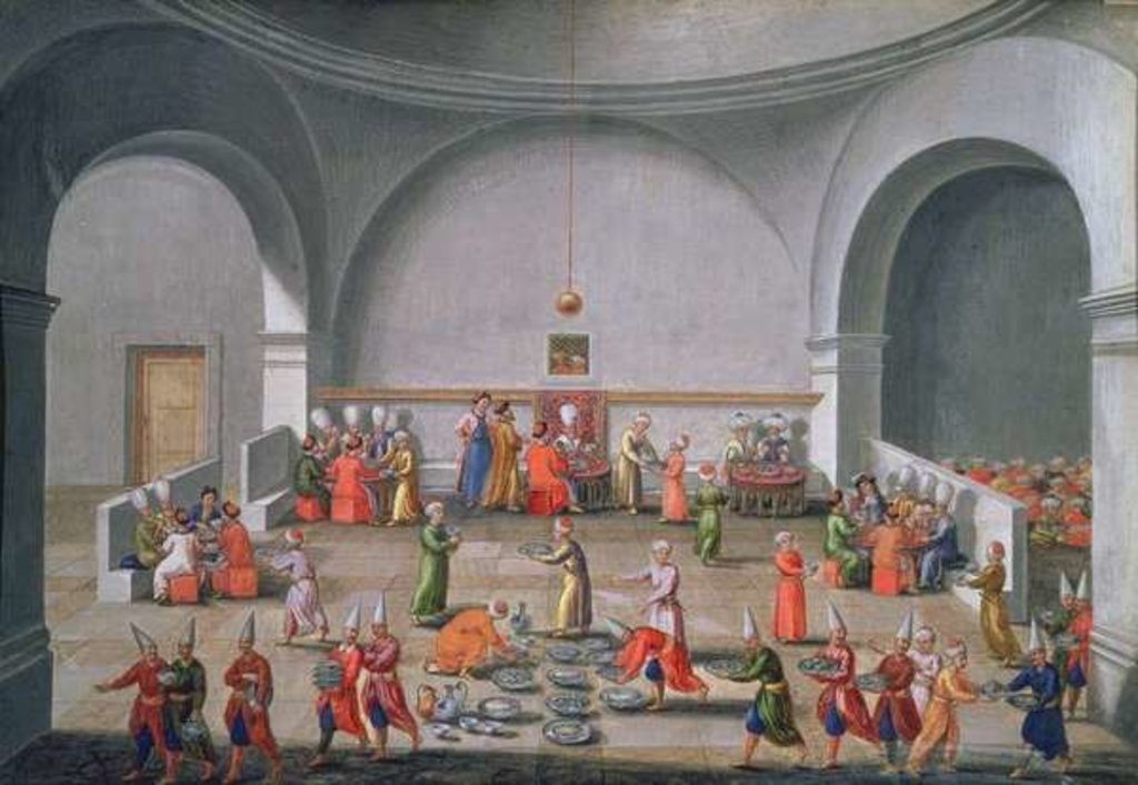 Detail of Jan Gninski's Diplomatic Mission to Istanbul, Dinner in honour of the Polish Mission, 1679 by Pierre Paul Sevin
