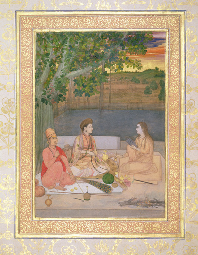 Detail of A woman with her maids in rural gardens, late 17th century by Persian School