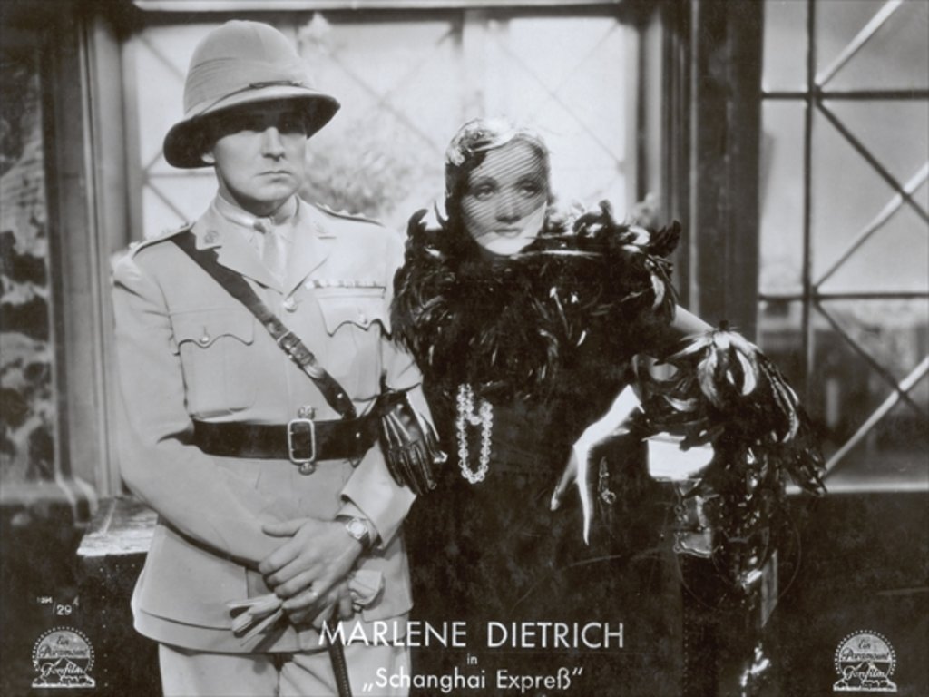 Detail of Still from the film 'Shanghai Express' with Marlene Dietrich and Clive Brook, 1932 by German Photographer
