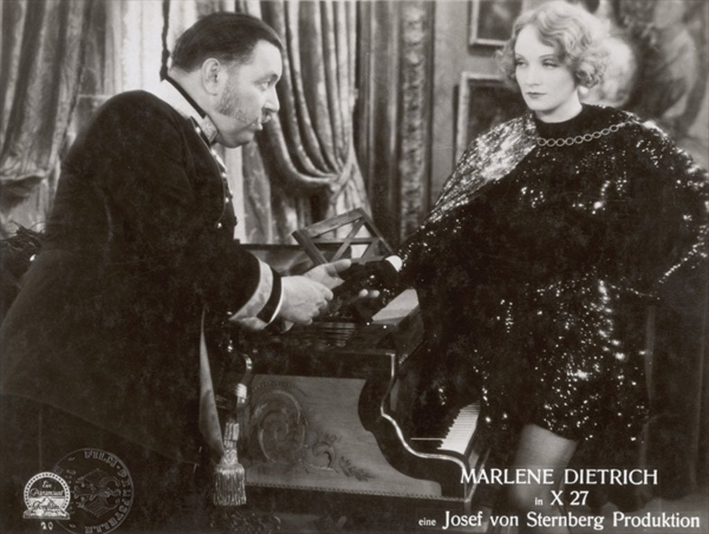 Detail of Still from the film 'Dishonored' with Warner Oland and Marlene Dietrich, 1931 by German Photographer