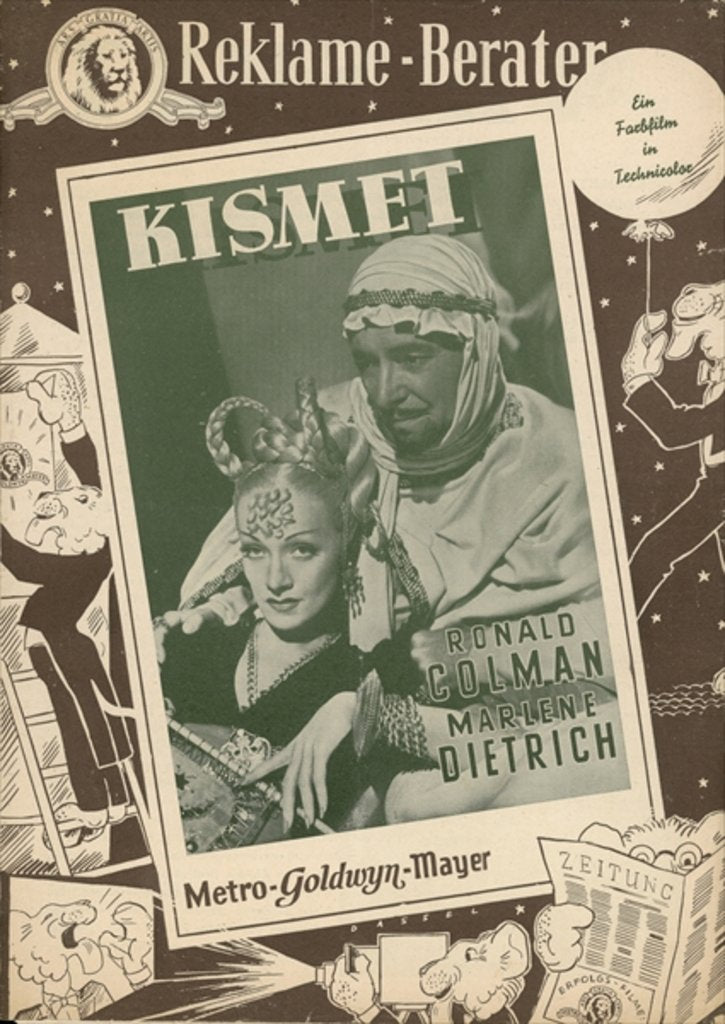 Detail of Advertisement for the film 'Kismet' with Marlene Dietrich and Ronald Colman, 1944 by German Photographer