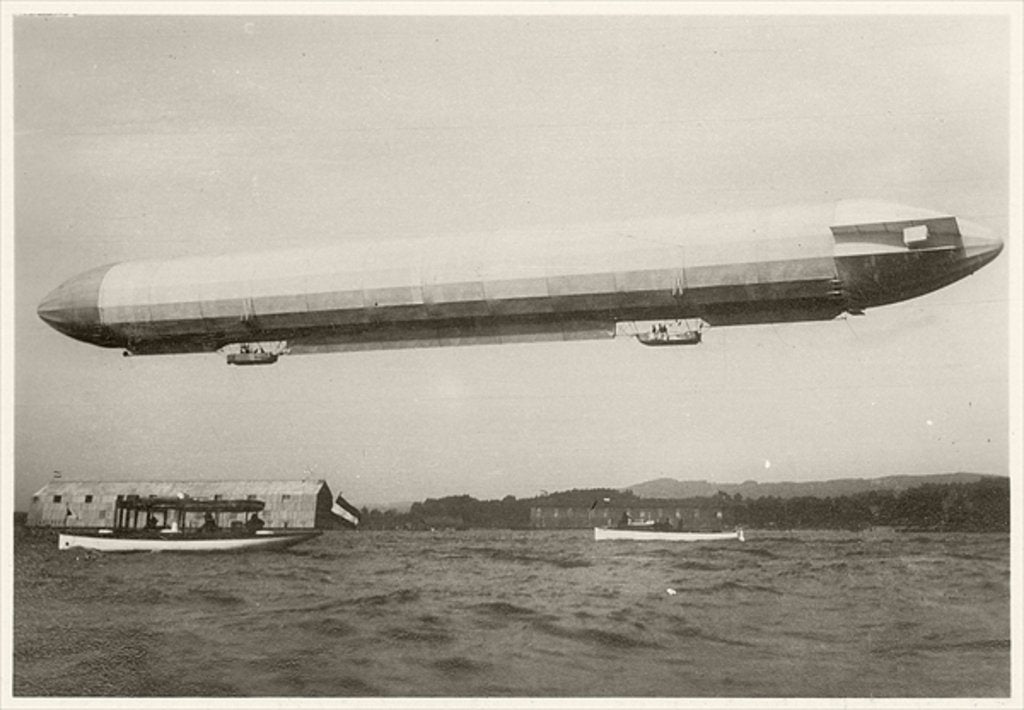 Detail of The Zeppelin LZ3 in flight, Friedrichshafen, between 1906-7 by German Photographer