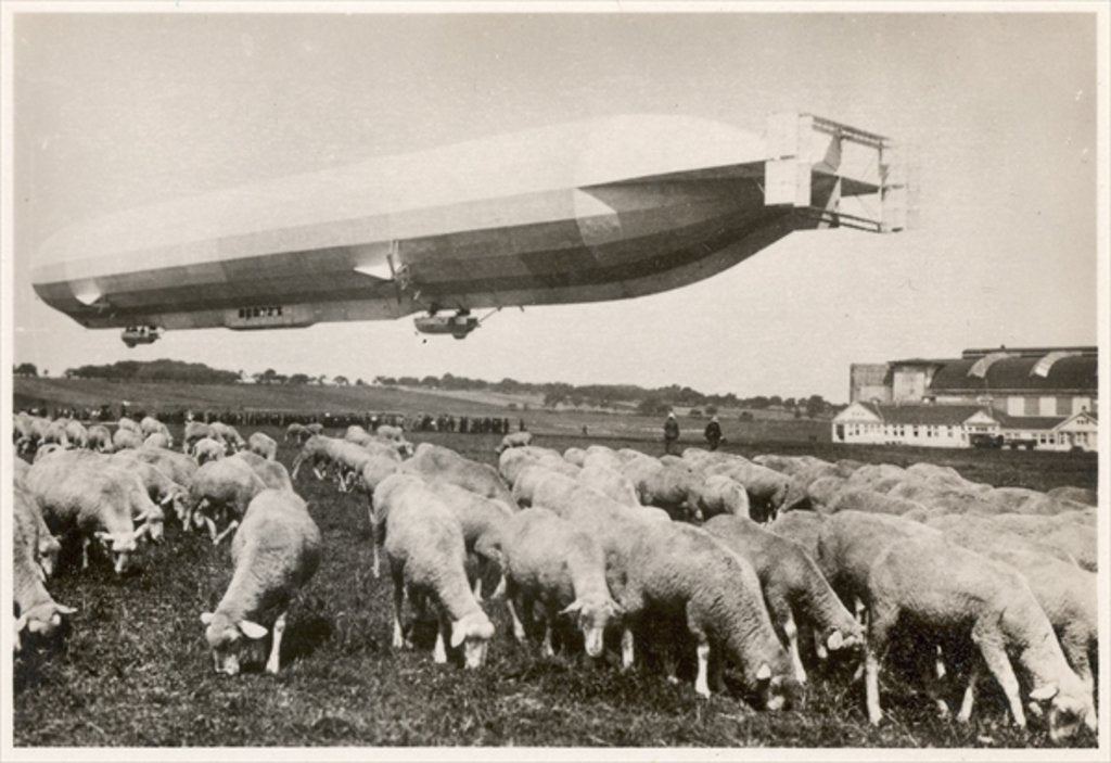 Detail of The passenger Zeppelin LZ10, 'Schwaben' in flight, 1911 by German Photographer