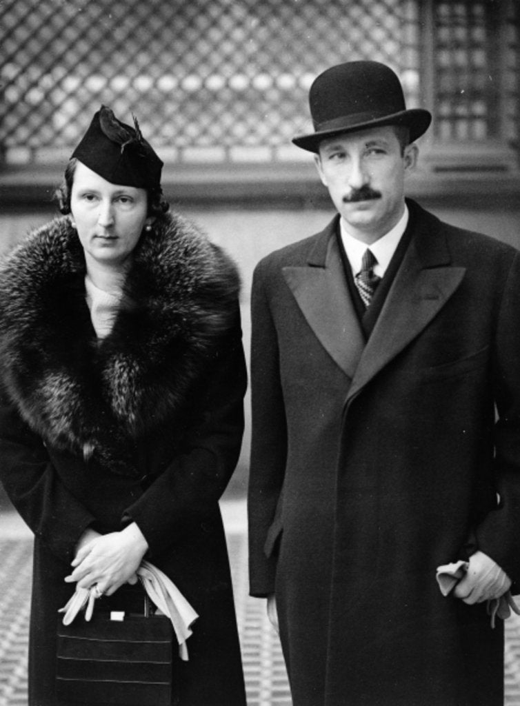 Detail of King Boris and Queen Joanna of Bulgaria outside the Ritz hotel, London 2nd November 1937 by German Photographer