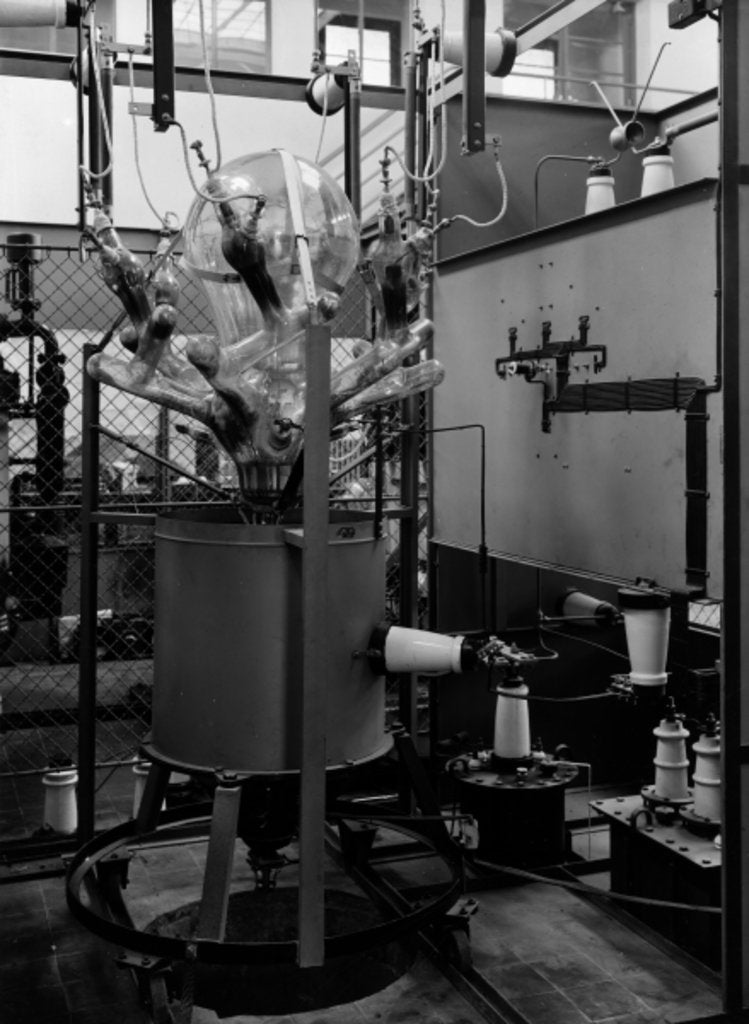 Detail of Picture of a high-voltage mercury glass rectifier for radio broadcasting at Oesterreisische Radioverkehrs A.G. Bisamberg transmission facility by German Photographer