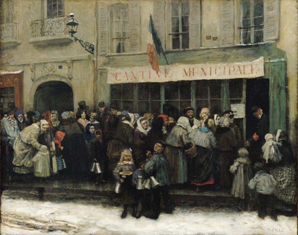 Detail of A Soup Kitchen during the Siege of Paris, after 1870 by Henri Pille