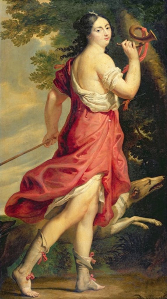 Detail of Madame de Montespan as Diana the Huntress by Charles Beaubrun