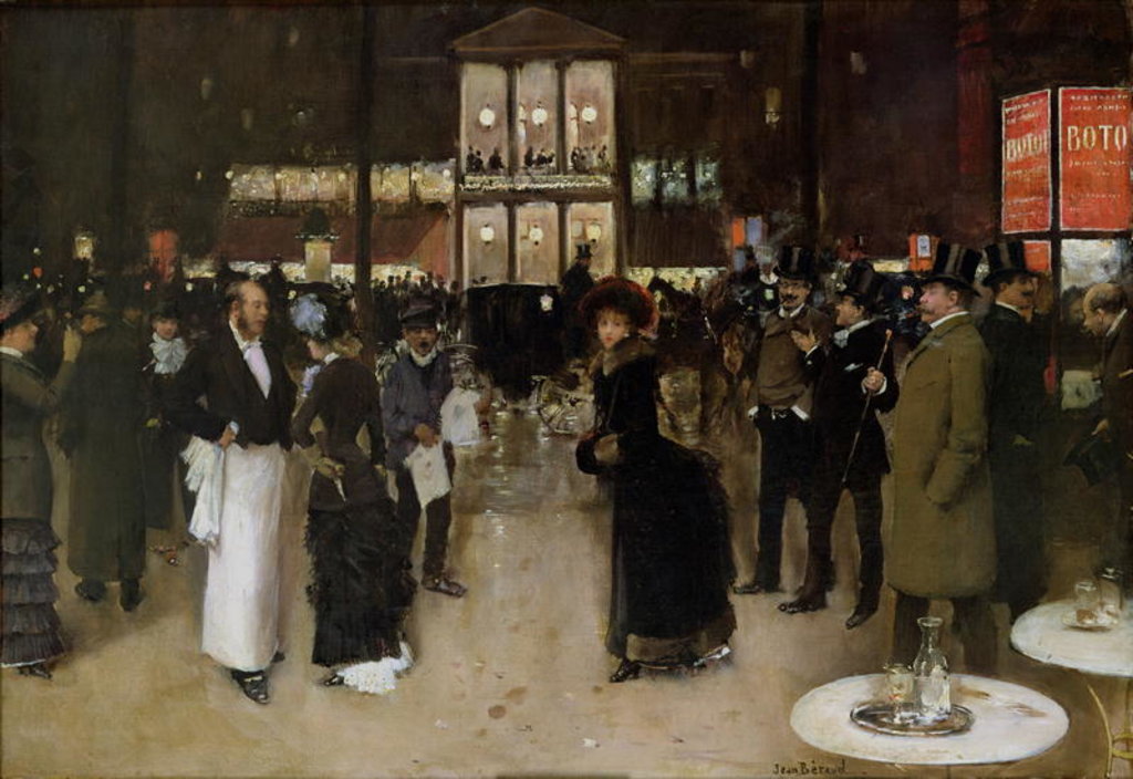 Detail of The Boulevard at Night, in front of the Theatre des Varietes, c.1883 by Jean Beraud