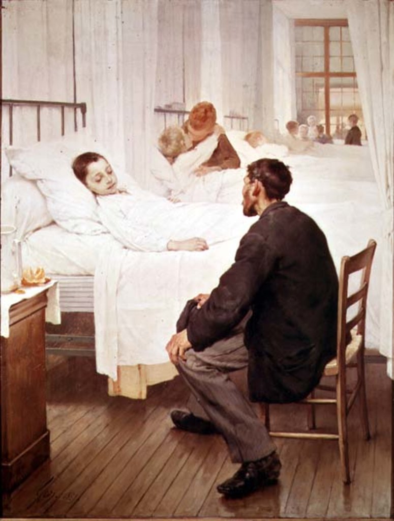 Detail of Visiting Day at the Hospital, 1889 by Henri Jules Jean Geoffroy