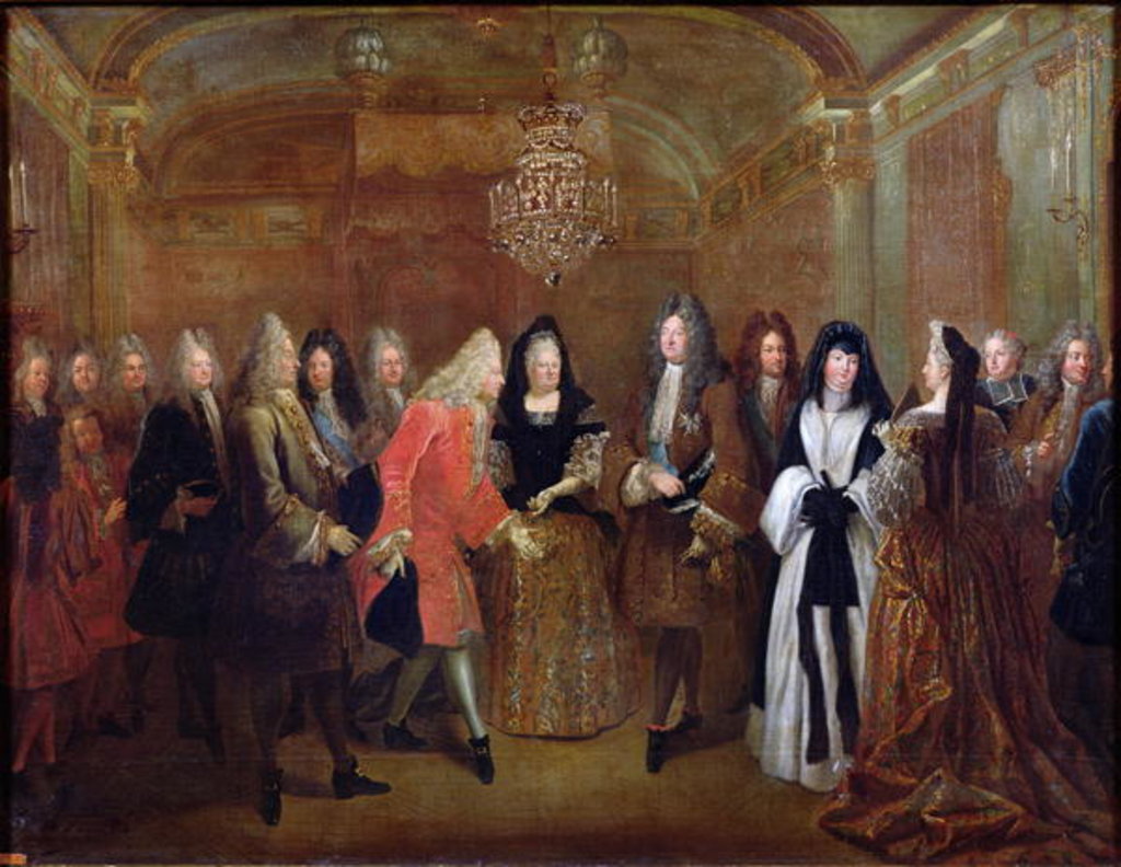 Detail of Louis XIV welcomes the Elector of Saxony, Frederick Augustus II to Fontainebleau, 27th September 1714, 1715 by Louis de Silvestre