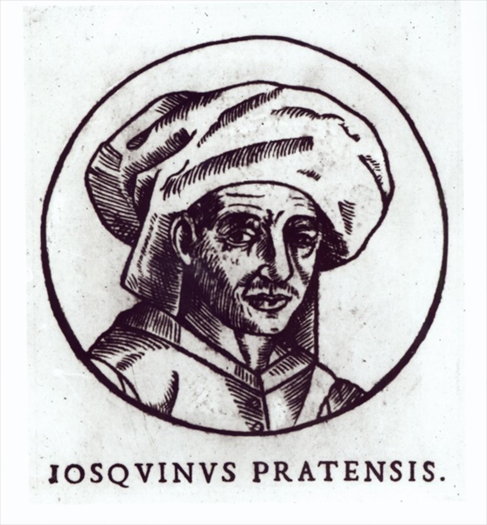 Detail of Josquin des Pres engraved from a work in St. Gudule Cathedral, Brussels by French School