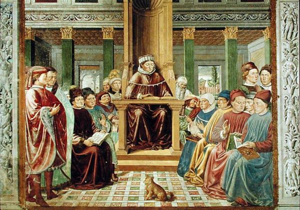 Detail of St. Augustine Reading Rhetoric and Philosophy at the School of Rome, 1464-65 by Benozzo di Lese di Sandro Gozzoli