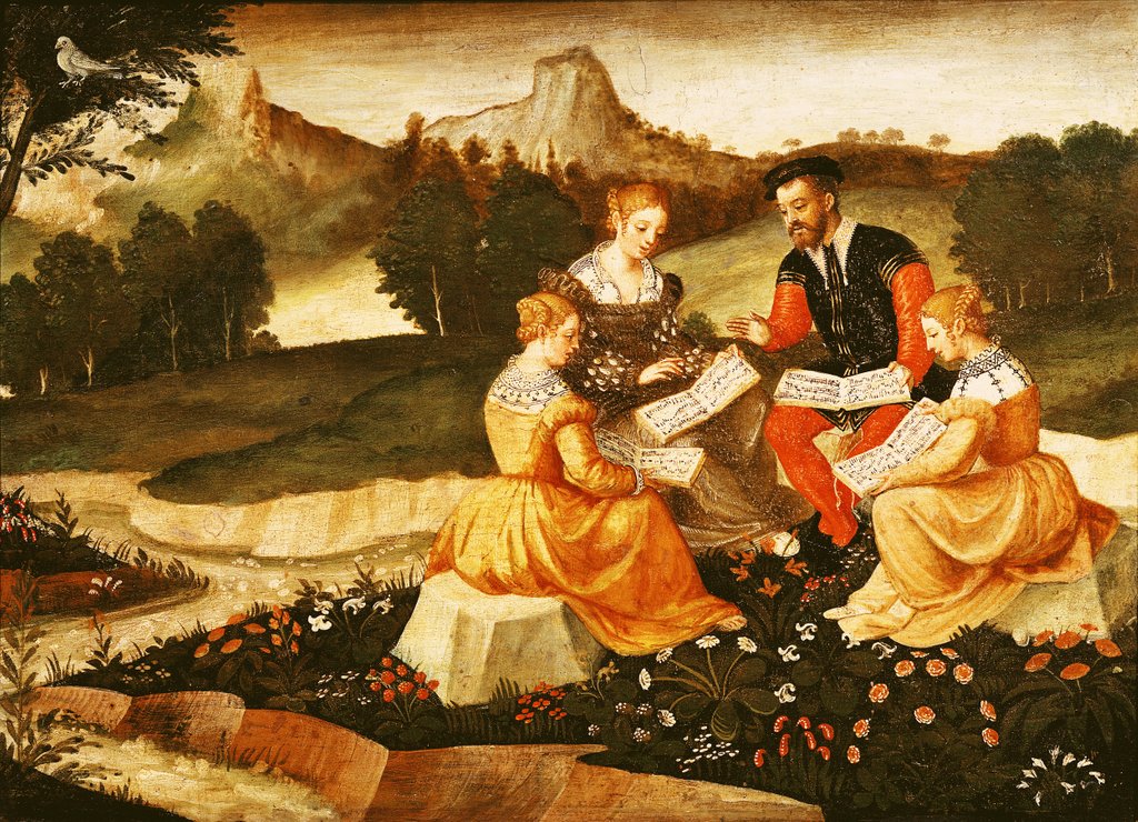 Detail of The Rustic Concert, the Song by Italian School