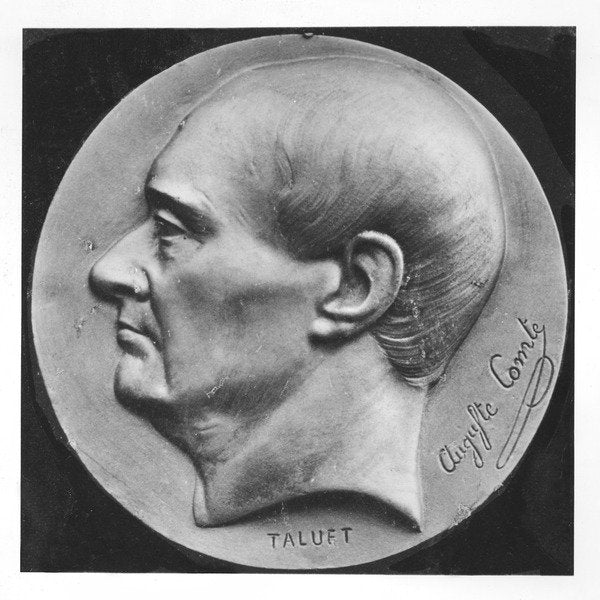 Detail of Medallion of Auguste Comte by Ferdinand Taluet