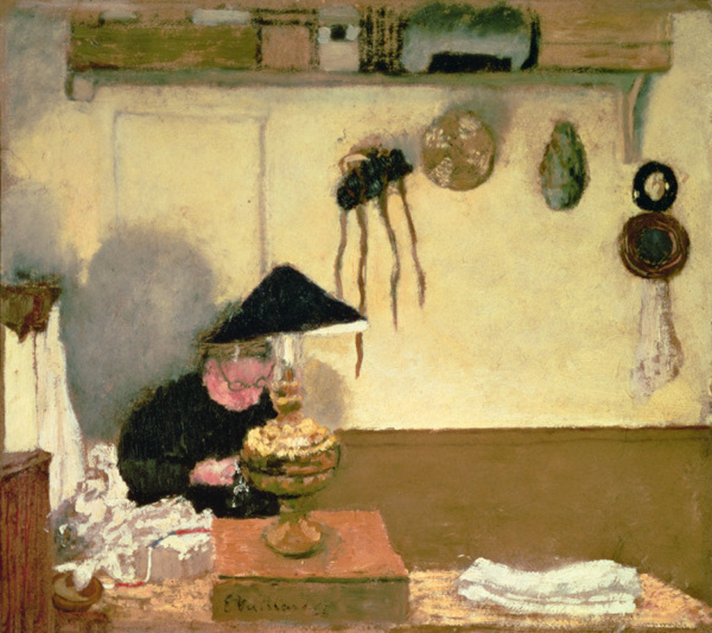 Detail of Madame Vuillard Sewing by Edouard Vuillard
