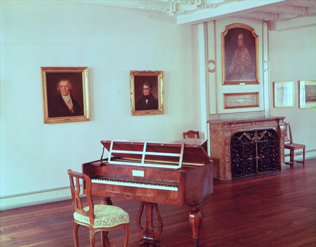 Detail of View of a room with a grand piano belonging to Ludwig van Beethoven by German School
