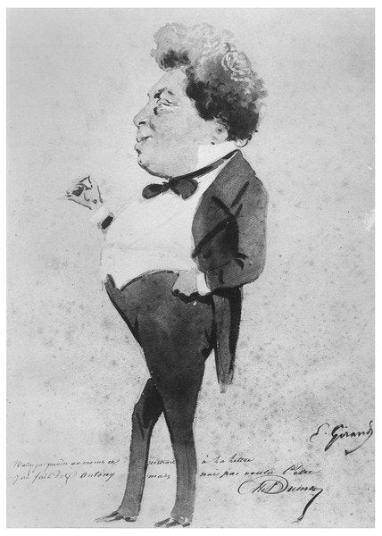 Detail of Caricature of Alexandre Dumas, Fils by Eugene Giraud