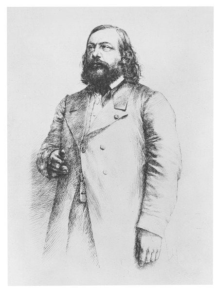 Detail of Théophile Gautier, 1864 by Paul Adolphe Rajon
