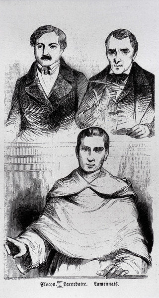 Detail of Jean-Baptiste Lacordaire, Fr. de Lamennais and F. Flocon by French School