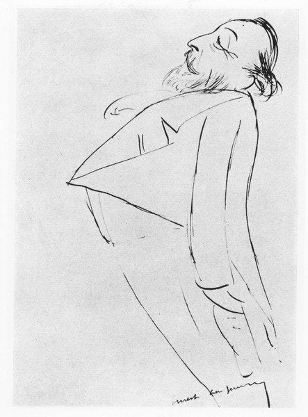 Detail of Caricature of Catulle Mendès by Ernest La Jeunesse