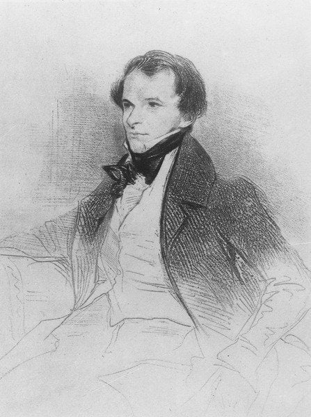 Detail of Prosper Mérimée, 1829 by Achille Deveria