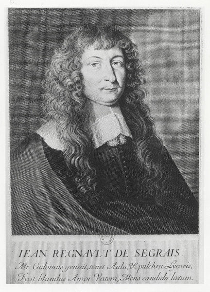 Detail of Portrait of Jean Regnault de Segrais by Mathieu Boulanger