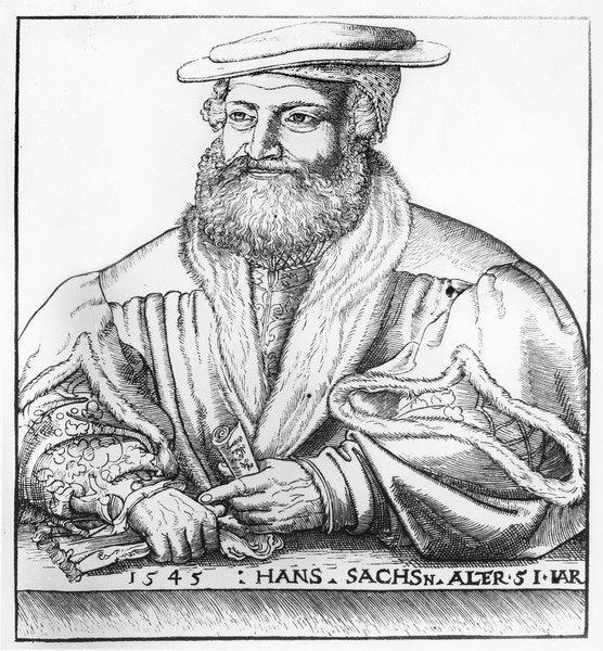 Detail of Portrait of Hans Sachs, 1545 by Hans Brosamer