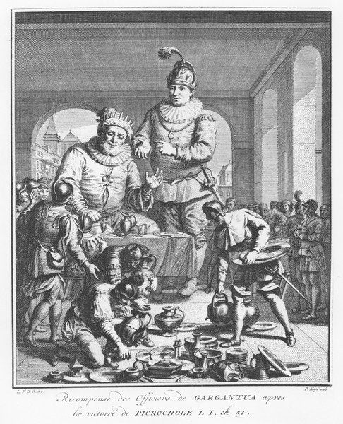 Detail of Gargantua rewarding officers after the victory of Picrochole by Pierre Tanje