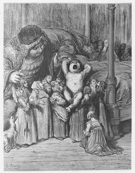 Detail of The birth of Gargantua by Gustave Dore