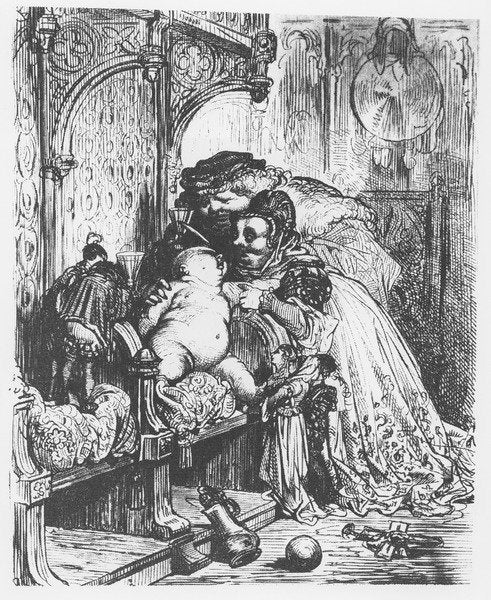 Detail of The birth of Pantagruel by French School