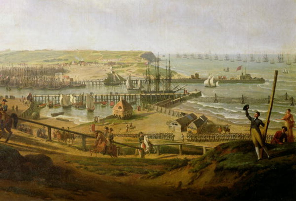 Detail of Napoleon Visiting the Camp at Boulogne in July 1804, detail of the port, 1806 by Jean-Francois Hue