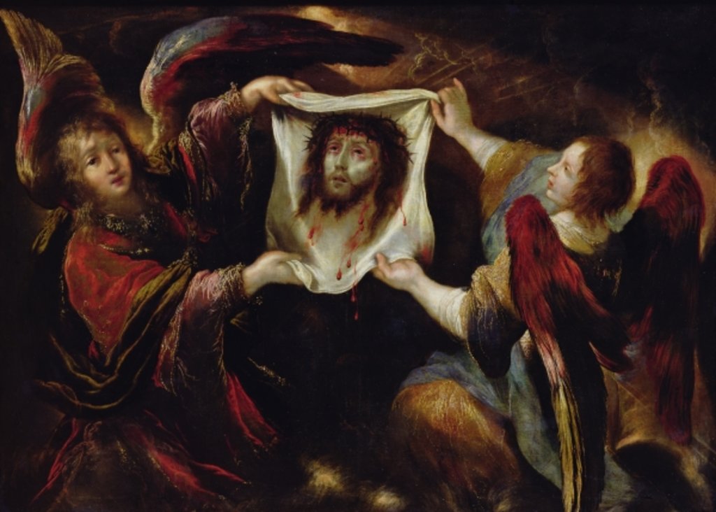 Detail of Two Angels Presenting the Holy Face by Claude Vignon