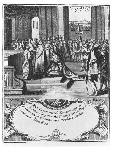 Detail of The Coronation of Charles the Bald in 875 by French School