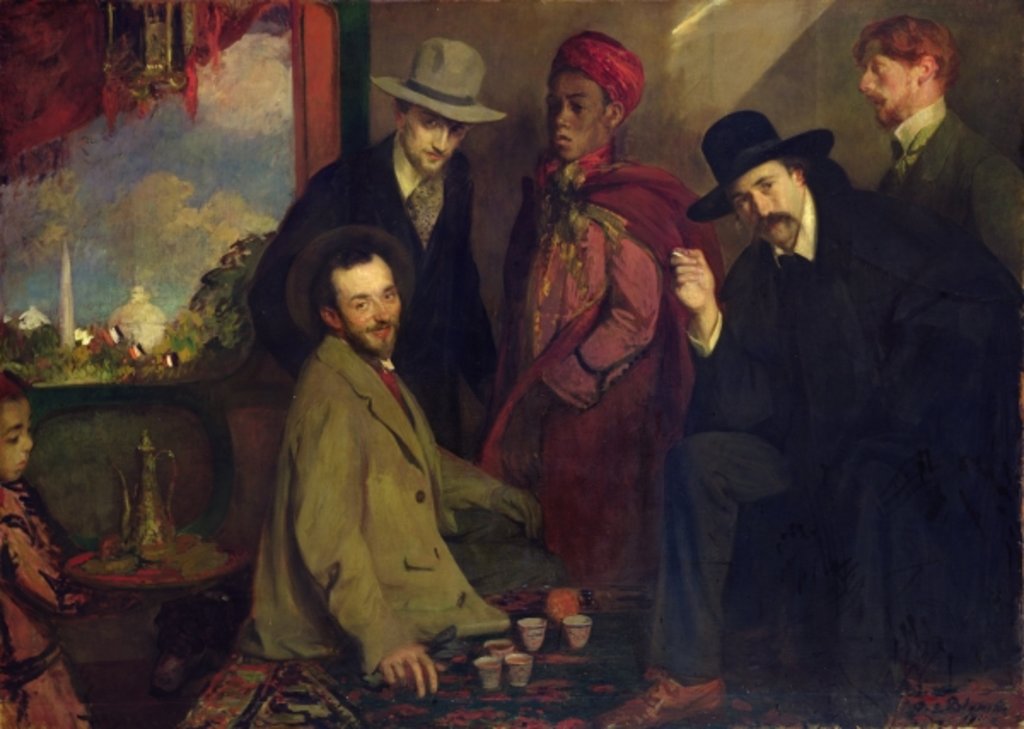 Detail of Andre Gide and his Friends at the Cafe Maure of the Exposition Universelle of 1900, 1901 by Jacques-Emile Blanche