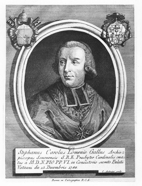 Detail of Étienne-Charles of Loménie de Brienne by Carlo Antonini