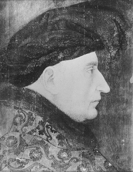 Detail of Louis II of Anjou, King of Naples and Sicily, 1410 by French School