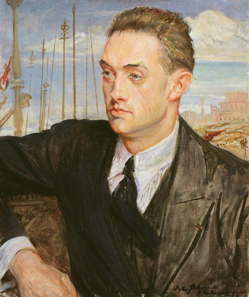 Detail of Portrait of Henry de Montherlant 1923 by Jacques-Emile Blanche