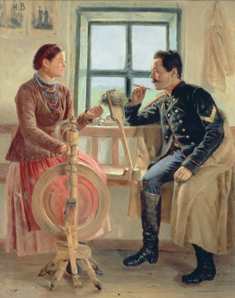 Detail of Talk at the Spinning Wheel, 1884 by Vasil'ev Mikhail Nikolaevich