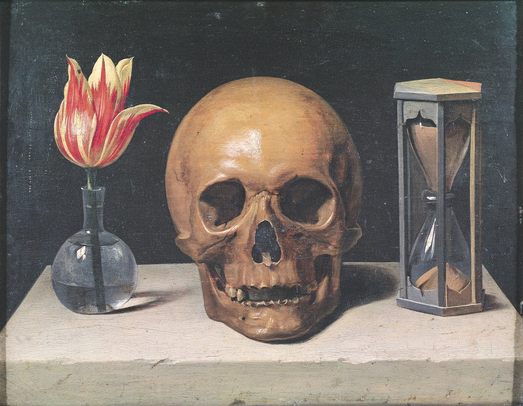 Detail of Vanitas Still Life with a Tulip, Skull and Hour-Glass by Philippe de Champaigne