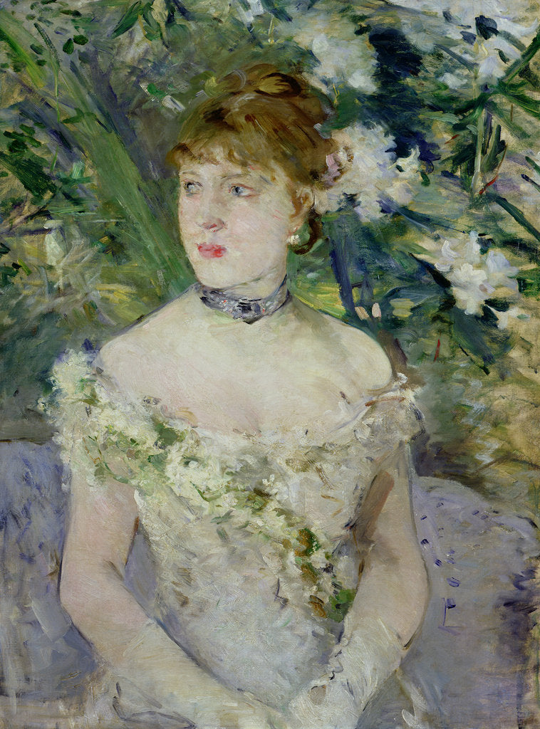 Detail of Young girl in a ball gown, 1879 by Berthe Morisot