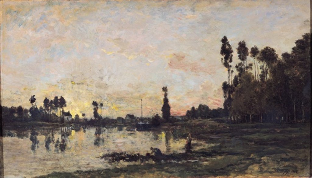 Detail of Sunset on the Oise, 1865 by Charles Francois Daubigny