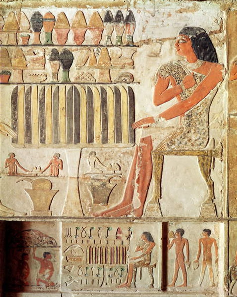 Detail of The deceased in front of a table of food, Egyptian, Old Kingdom by Egyptian 5th Dynasty