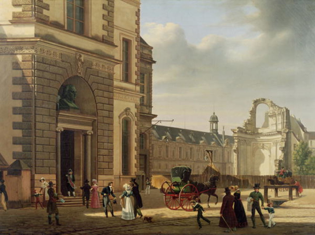 Detail of The Entrance to the Musee de Louvre and St. Louis Church, 1822 by Etienne Bouhot