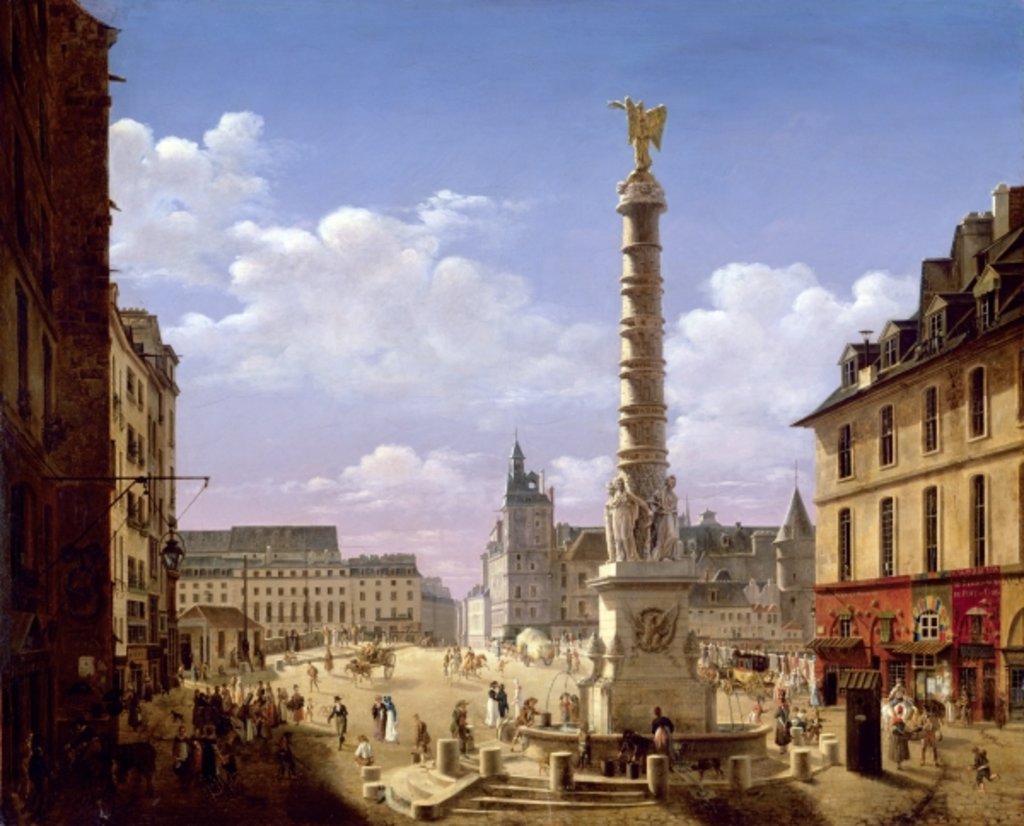 Detail of The Fountain in the Place du Chatelet, Paris, 1810 by Etienne Bouhot